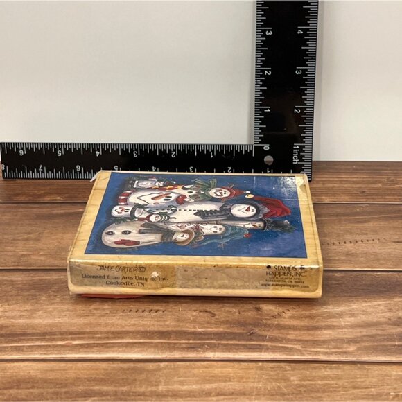 Vintage Jamie Carter Snowman Collection 90185 Wood Mounted Rubber STAMPS HAPPEN - Picture 6 of 8